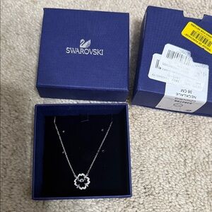 Swarovski Silver Necklace with Floral Crystal Pendant